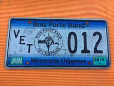 EXPIRED MINNESOTA BOIS FORTE BAND OF CHIPPEWA  VET VETERAN License Plate picture