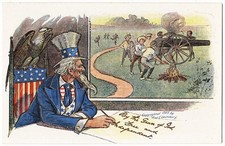 Uncle Sam Cannon Children Patriotic 1907 Fred Lounsbury antique postcard picture