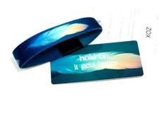 ZOX **HOLD ON, IT GETS BETTER** Silver Single Medium NIP Wristband w/Card picture