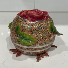 Vtg Fred Zimbalist Painted Rose Music Box Thorens Carnival of Venice - Works picture
