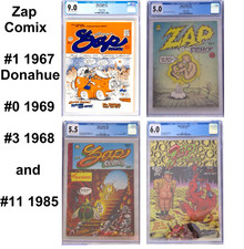 Zap Comix #1 Donahue 11/1967, #0, #3, #11 CGC 9.0/5.0/5.5/6.0  Robert Crumb Rare picture