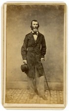 Carte de Visite CDV Portrait of Older Man Holding Hat & Cane - Revenue Stamp picture