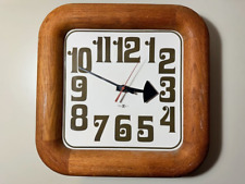 1960s Vintage Arthur Umanoff for Howard Miller Clock #610 Square Oak Mid Century picture