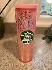 Starbucks Pink Champagne Bubbles Cold Cup 16 oz Tumbler. New picture