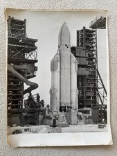 Vintage USSR Space Photo Baikonur Energia Rocket Launch Pad Stamped 1988 15x12