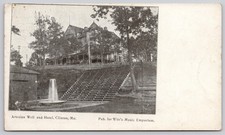 Clinton Missouri MO Artesian Well Hotel Witt Music Emporium Postcard c1910s picture