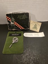 Vintage Scottish Clan Campbell Pewter Bonnet Badge Kilt Pin - Made in Scotland picture