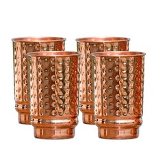 Pure Copper Hammered Tumblers Set of 4 | 350ml (11.8oz) | Handmade Ayurvedic picture