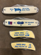 Lot of 4 Vintage Political Campaign Pocket Knives Carter Ford Perot Clinton picture