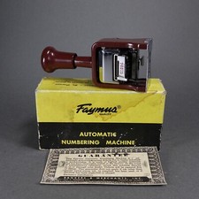 Vintage ~ Model A ~ FAYMUS Automatic Numbering Machine ~ Japan w/box & paperwork picture