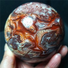 TOP 695G Natural Polished Mexico Banded Agate Stone Sphere Ball Healing  A3924 picture