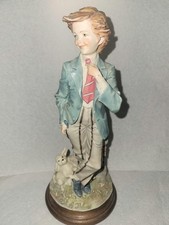 Vintage Italian A. Belcari Boy With Dog Figurine picture
