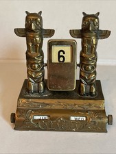 RARE PERPETUAL FLIP CALENDAR ALASKA MT MCKINLEY THUNDERBIRD BEAR TOTEM POLE WOLF picture