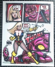Signed Original MRAM Naughty X-Men's Magik Vs Sym Marker Commission 8X10 picture