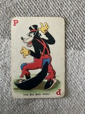 1938 Walt Disney Shuffled Symphony Red Back Rare Card The Big Bad Wolf #P VGC picture