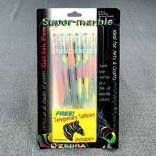Zebra Super Marble Gel Pens 6 Pack Color Changing Ink Vintage 90s New Sealed picture