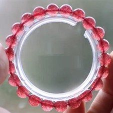 AAAA Natural Pigeon‑Blood Red Strawberry Quartz Round Bead Stretch Bracelet 8mm picture