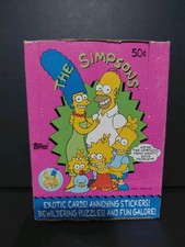 1990 Topps Simpsons Wax Packs Full Box Of 36 Including 2 Bartman Packs On Top picture
