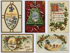 Antique Christmas Postcards Lot Early 1900s Embossed Handwritten Lot of 24 picture