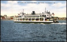 1953 San Diego Coronado Ferry Linen Postcard E. C. Kropp Co. California picture