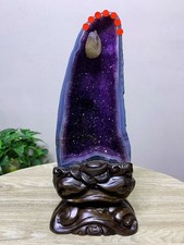 19.36lb Natural Amethyst Geode Cathedral quartz Crystal Cluster Specimen Healing picture