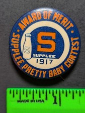 Vintage 1917 Supplee Milk Baby Contest Pinback Pin picture