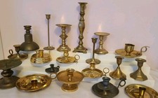 Huge Vintage MCM Brass Candle Holders Lot - Grannycore picture