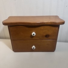 Vintage Jewelry Box Container 60’s Mid Century Dresser Top Storage Wooden 14X6X9 picture