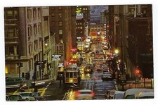Cable Car on Powell Street at Twilight-San Francisco, CA.-Vintage Postcard picture