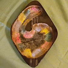 Vintage 1960s Mid-Century Ceramic Pottery Ashtray Drip Glaze Brown Multi picture