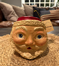 Vtg 2001 Poliwoggs Santa Bucket Pail Retired Folk Art Signed David Vic Tag NWT picture