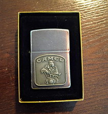 Vintage 1992 Camel Zippo Lighter Pewter Motorcycle Biker Emblem K VIII WORKING picture