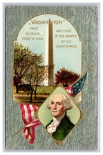 George Washington & Washington Monument Postcard picture