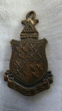 🏛️ Vintage Delta Chi Bronze Fraternity Charm Pendant ⚜️ LEGES Motto picture
