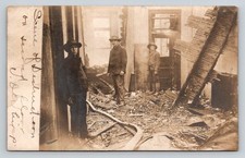 RPPC  1908  Fire Destruction   Fire Hose  Petersburg  Illinois       Postcard picture