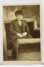 RPPC Dittrich Studio Boardwalk Atlantic City Woman in Rolling Chair Postcard I8 picture
