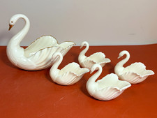5 Lenox Swan Figurines Ring Holders To The Bride Trinket Dishes Ivory Gold picture
