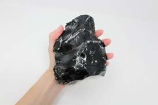 Black Obsidian Stone Rough Raw Chunk, High Grade A Quality - Healing Crystals picture