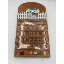 Vintage 1980s Carol Wright Wooden Perpetual Calendar Cat Picket Fence New Sealed picture