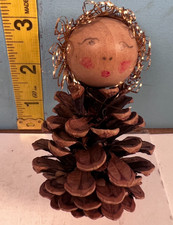 Vintage Decorated Pinecone Christmas Ornament or tabletop decoration. picture