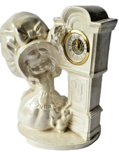 Vintage Desk Mantel NARCO West Germany Clock Iridescent Girl and Her Puppy     picture