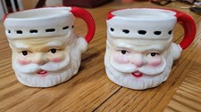 Vintage 1950s Christmas Santa Mug Pair Japan Mid Century Modern MCM picture