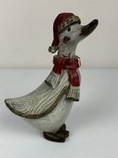 Tii Collections Christmas Goose with Scarf Figurine Resin~Wood Grain Look picture