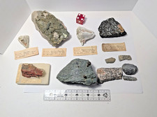 Vintage Estate Mineral Artifact Lot 7pc Austria Pyrite KS Chert AZ Vanadinite picture