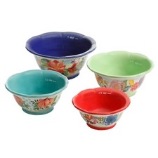 Four (4) ~ Pioneer Woman ~ Measuring Cups/Bowls ~ SPRING BOUQUET ~ Stoneware picture
