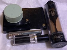LOT Vanity Junk Drawer Designer Beauty COLLECTIBLES Bottles Compacts Tubes VTG picture