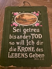 Antique 1914 German Religious Wall Plaque Revelation 2:10 Folk Art Biblical picture