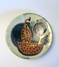 Vintage Puigdemont Spanish Hand Painted Pottery Fruit Wall Plate Signed picture