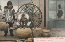 1909 Alaska, Yukon, Pacific Expo. Seattle, Eskimo Baskets, Teller, Alaska a860 picture