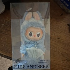 POP MART THE MONSTERS Labubu Hide and Seek Vinyl Plush Keychain Blue picture